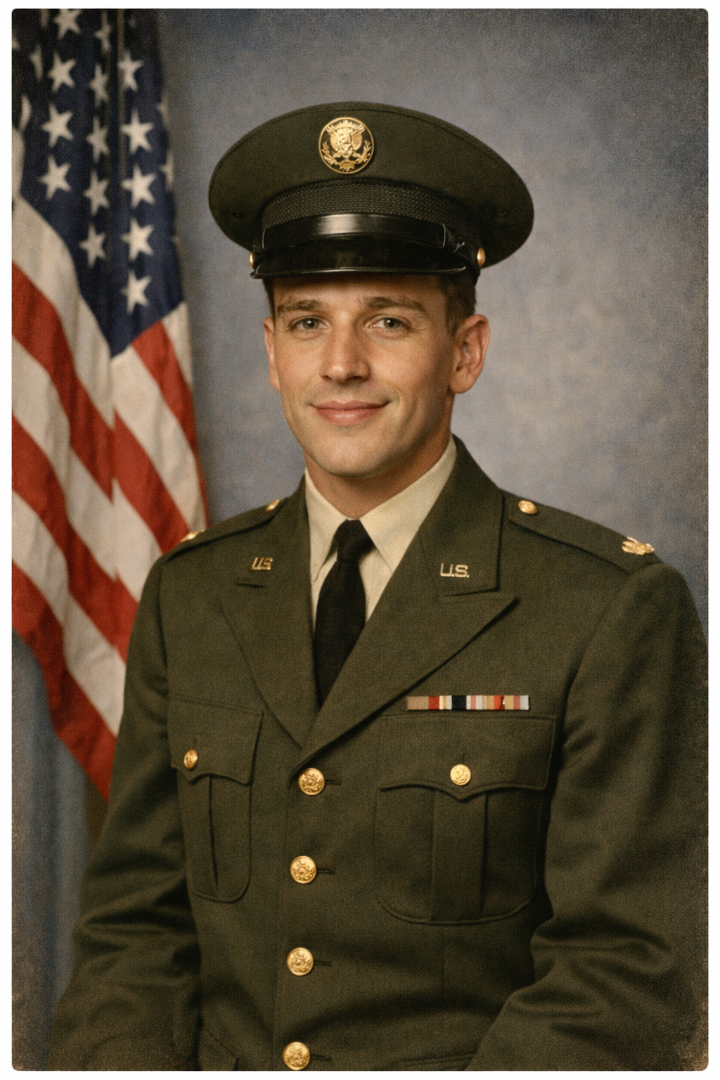 A colorized military portrait showing natural skin tones and uniform colors