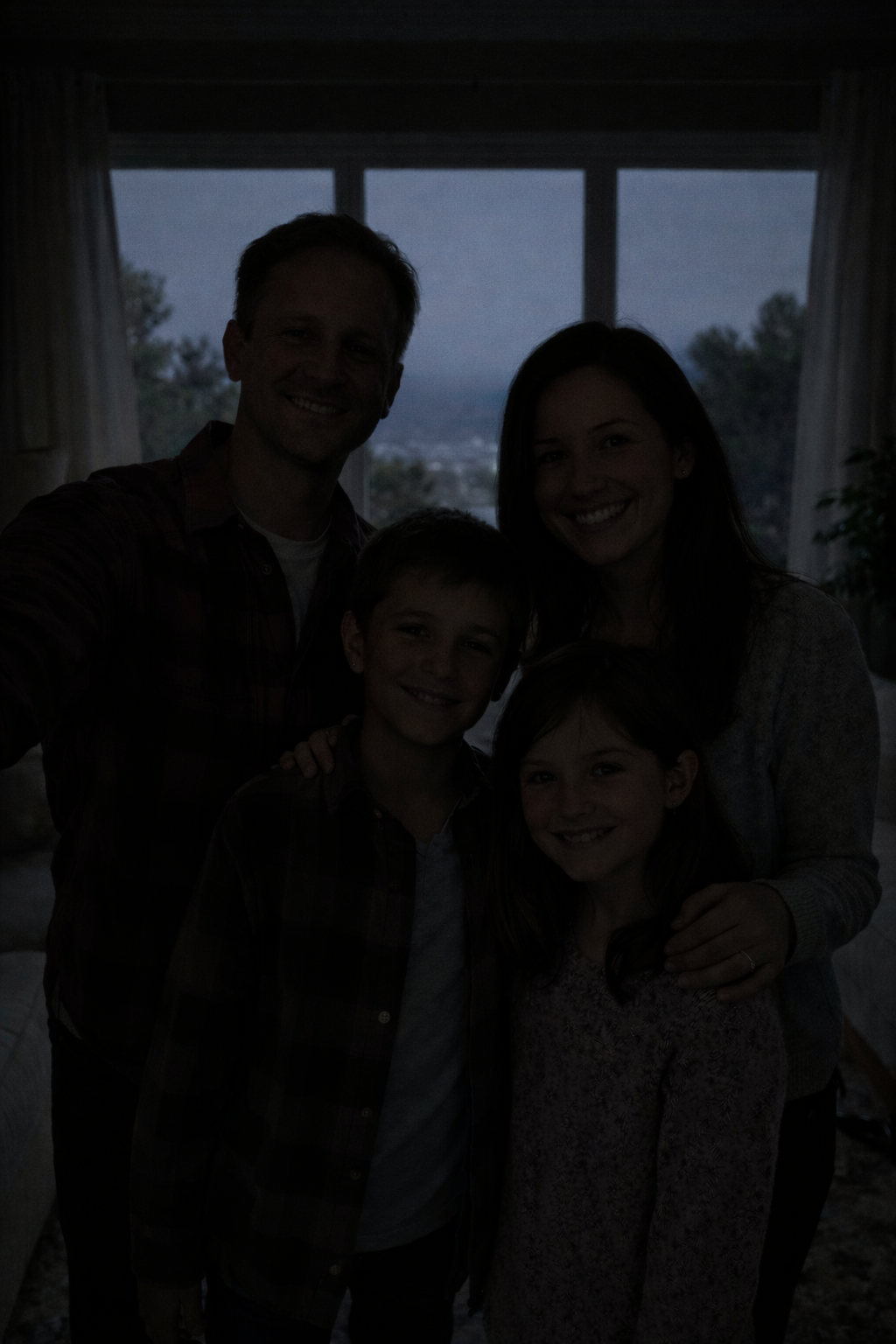 Dark underexposed family photo