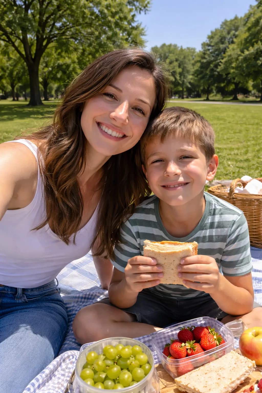 Harsh midday lighting on picnic photo