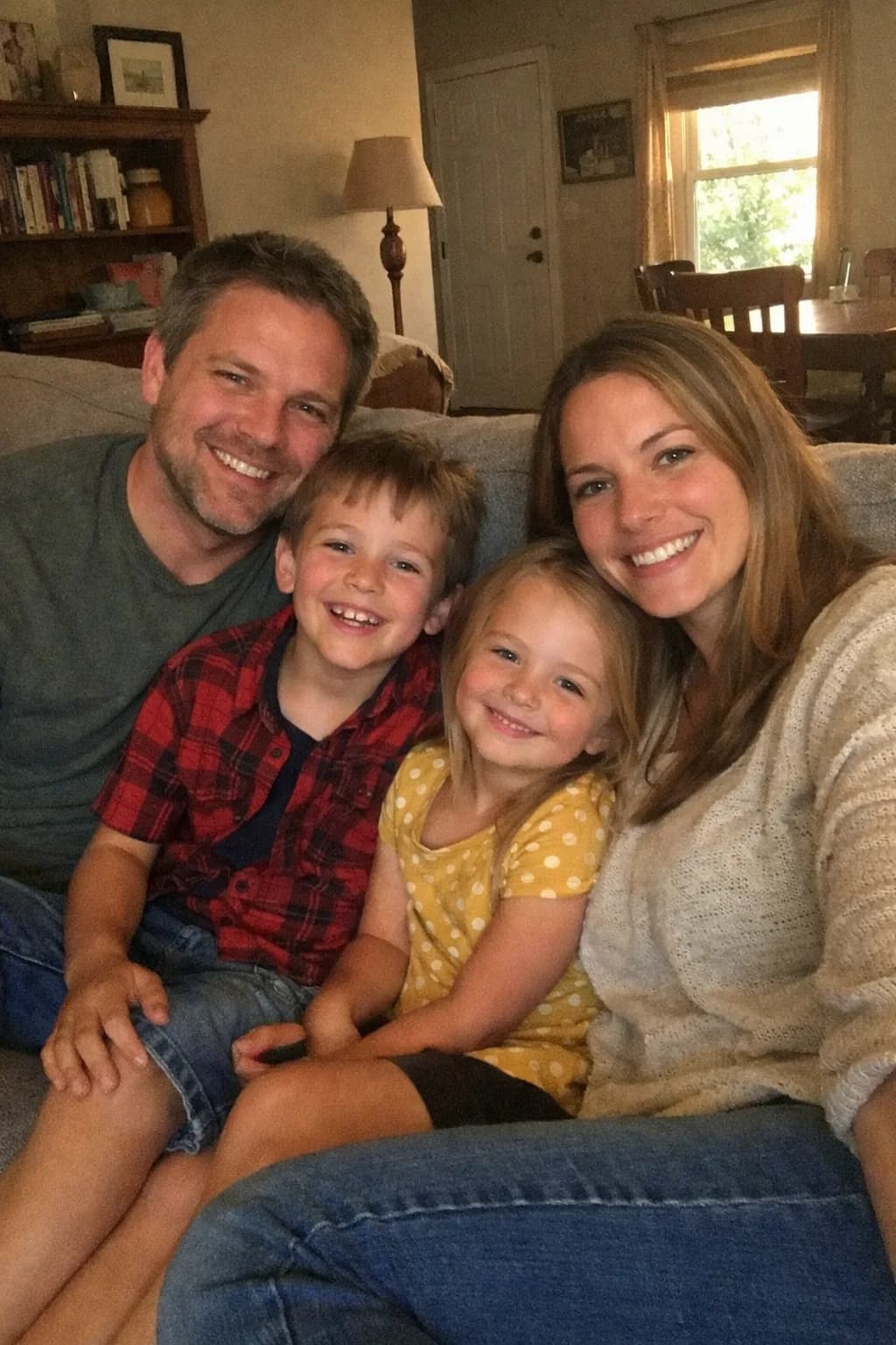 A family photo without their cat