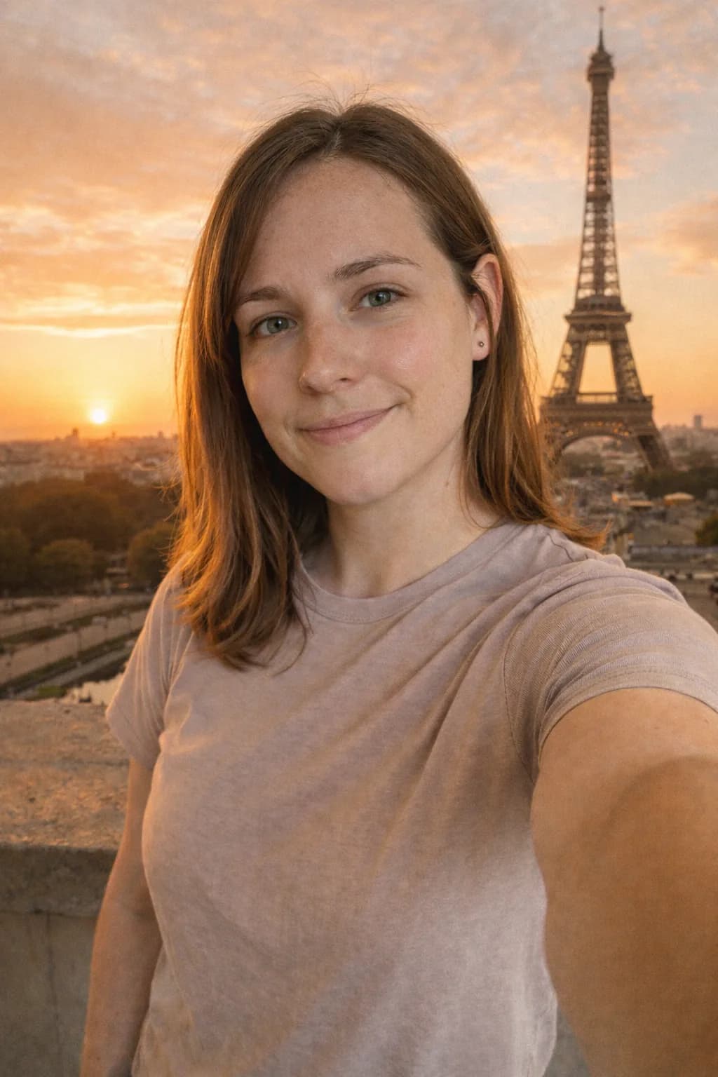 A photo showing someone placed in front of a famous landmark