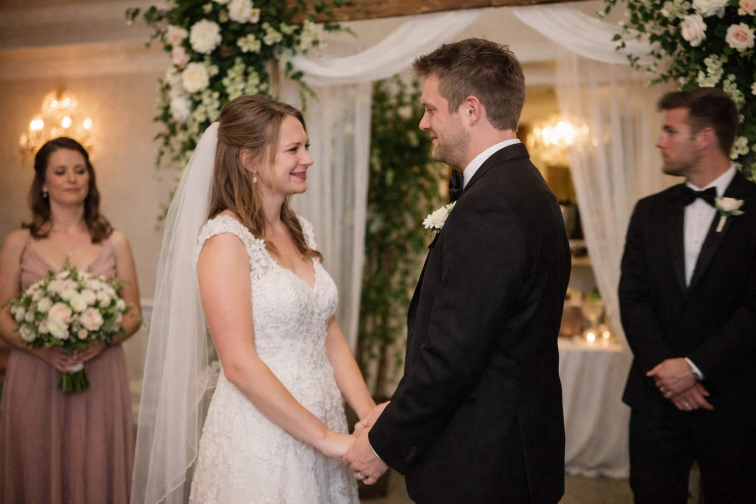 Wedding photo before restoration showing issues